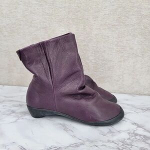 Softinos Women's Purple Leather Ankle Boots Booties